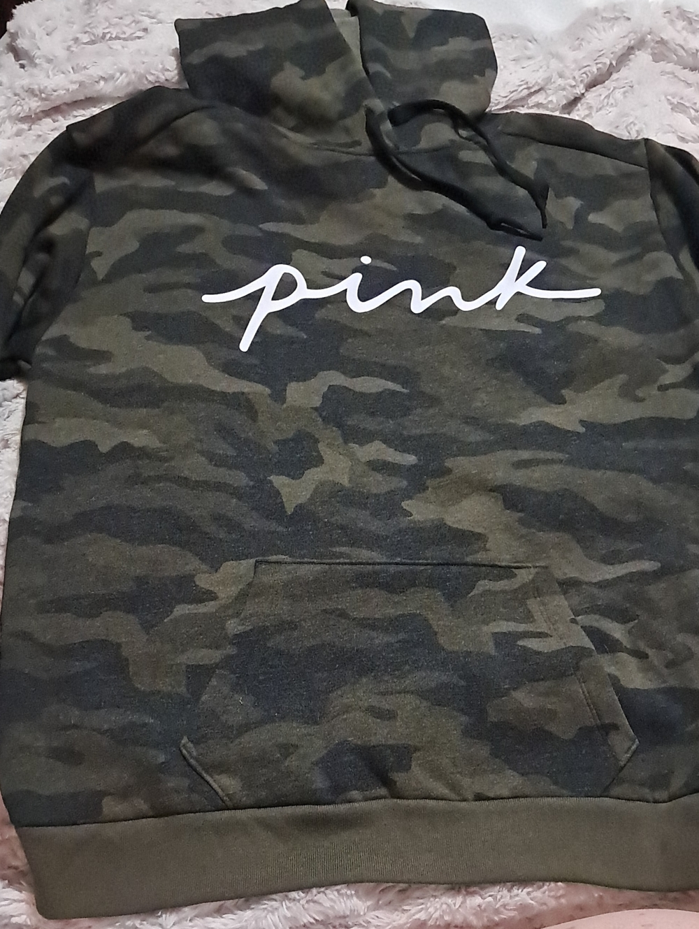 PINK Victoria's Secret Olive & Black Camo Crewneck
